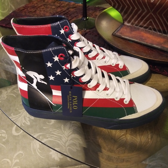 Polo by Ralph Lauren Shoes | Polo Ralph Lauren Fashion High Top Sneakers | Color: Red/White | Size: 9D | Linda_Runderson's Closet
